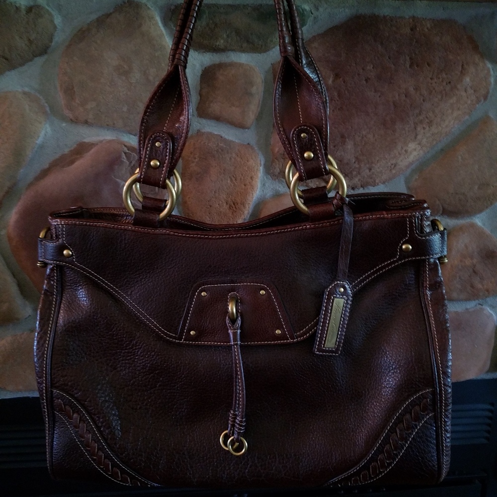 Kenneth Cole tote, brown, leather, new with tags.